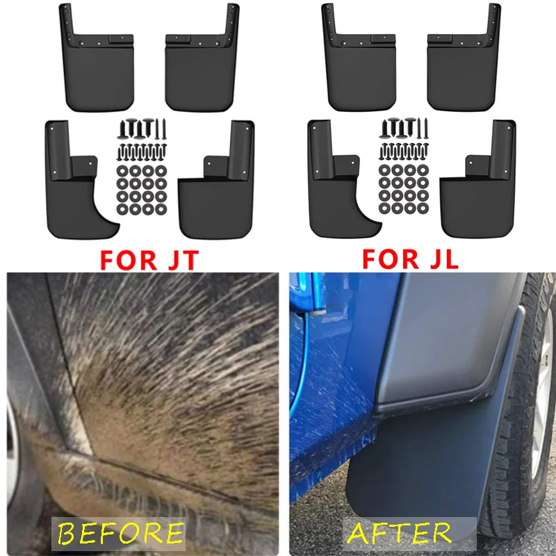 

Front Rear Mud Flaps For Jeep Wrangler JL JT 2018 2019 2020 2021 2022 2023+Mudguards Splash Guards Fender Liner