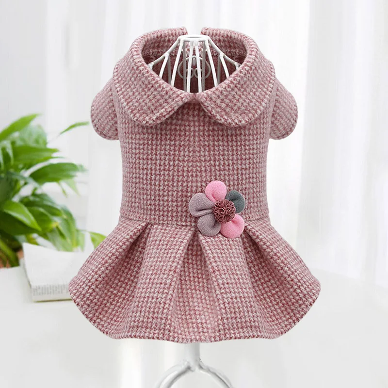 Puppy Dog Clothes Female Small Dog Coat Cute Princess Pet Skirt Autumn and Winter Dress for Teddy Bichon Girls