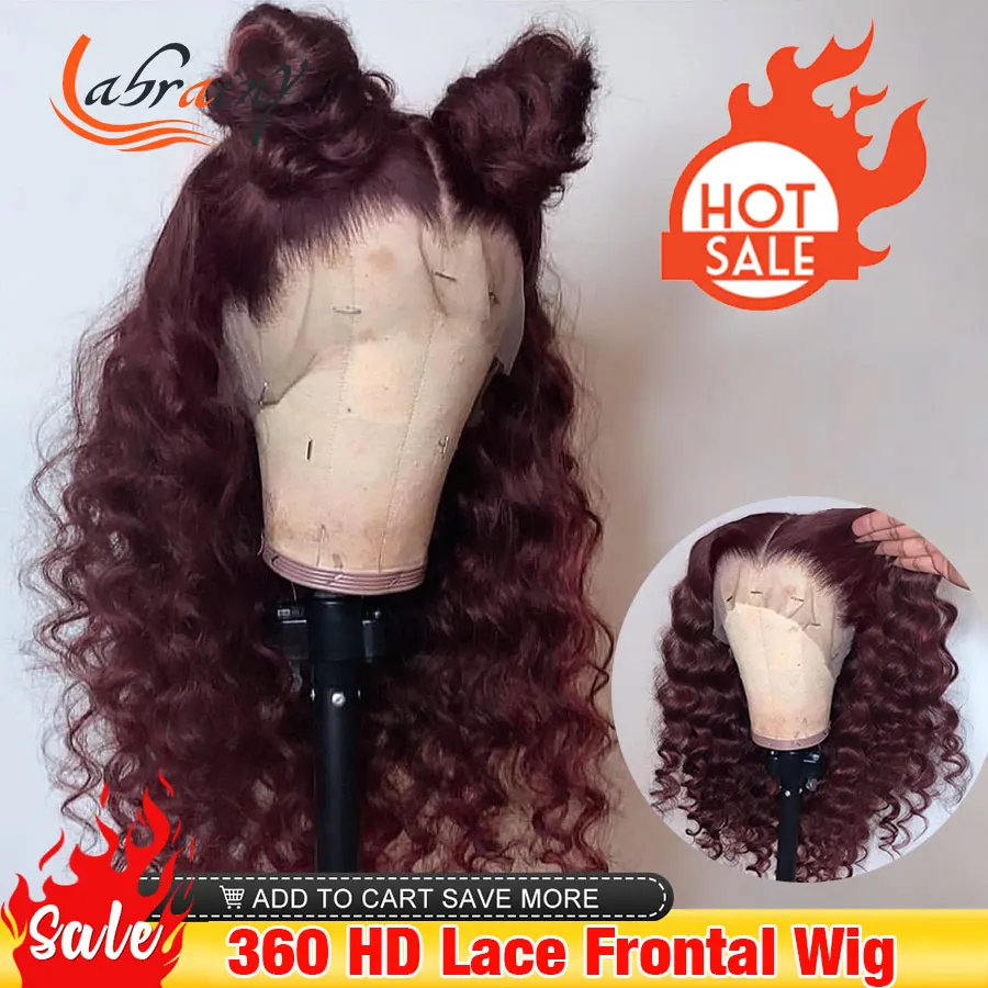 360 HD кружевные передние al человеческие волосы парики красная глубокая волна 13x 4