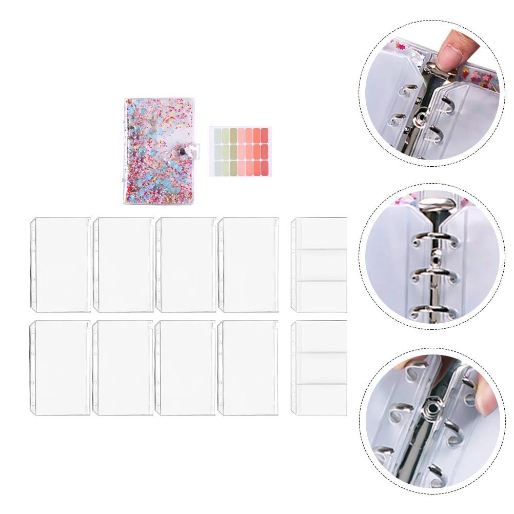 

Binder Budget Money Cash A6 Envelopes Notebook Organizer Saving Planner Cover Zipper Pockets Ring Envelope Labels System Leaf