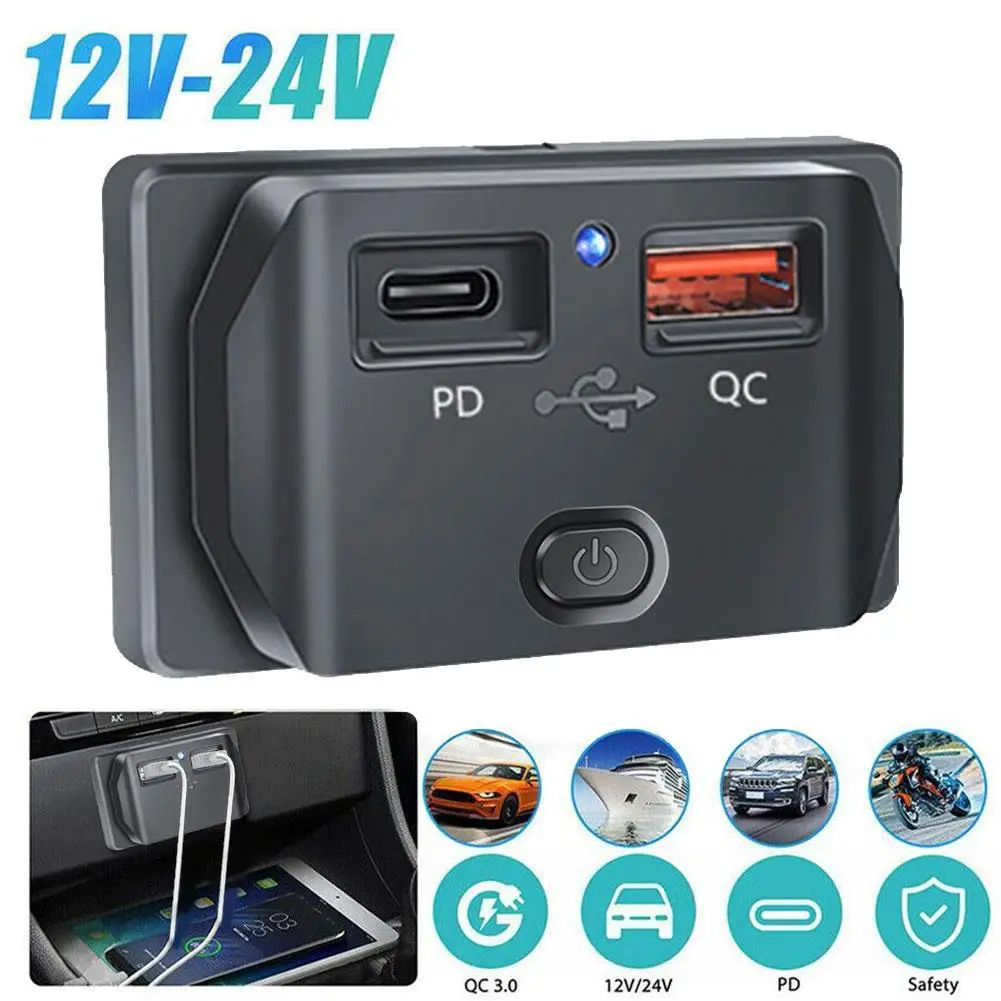 Разъем для быстрой зарядки PD Type C QC 3 0 USB с выключателем