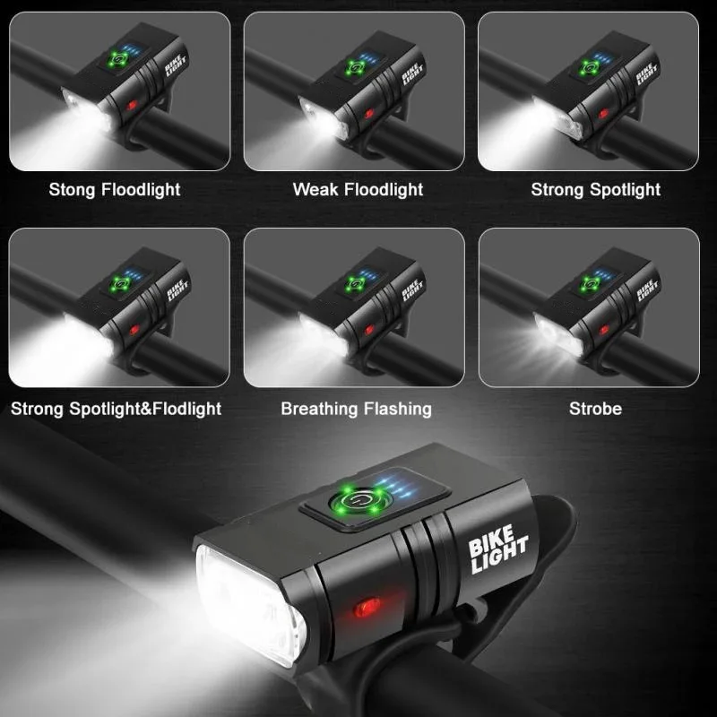 NEW LED Bicycle Light 1000LM USB Rechargeable Power Display MTB Mountain Road Bike Front Lamp Flashlight Cycling Equipment