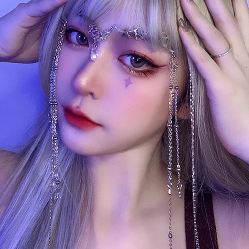 

New Fashion Shiny Head Chain Rhinestone Long Tassel Hair Ornament Water Drop Crystal Hairpin Women Wedding Bridal Hair Ornament