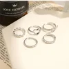 Fashion Hollow Heart Ring Set 5PCS Elegant Vintage Silver Color Adjustable Women Finger Love Jewelry Wedding Party Gift for Girl 3