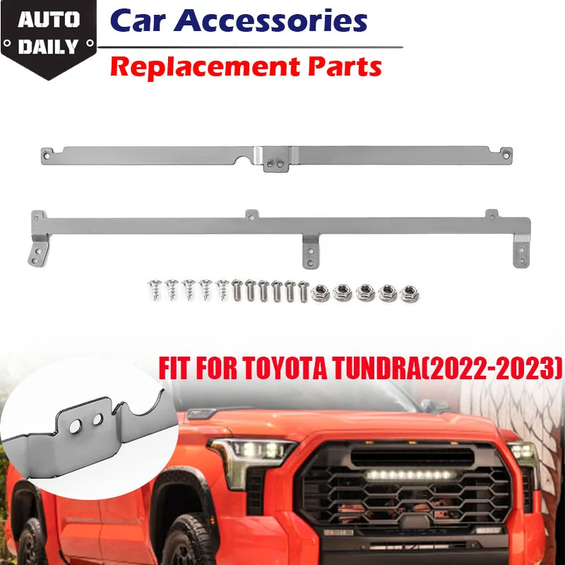 

Rhyming Long Light Lamp Bracket Support Auto Front Bumper Aluminum Alloy Silvery 2 Pcs Fit For Toyota Tundra 2022 2023 Car