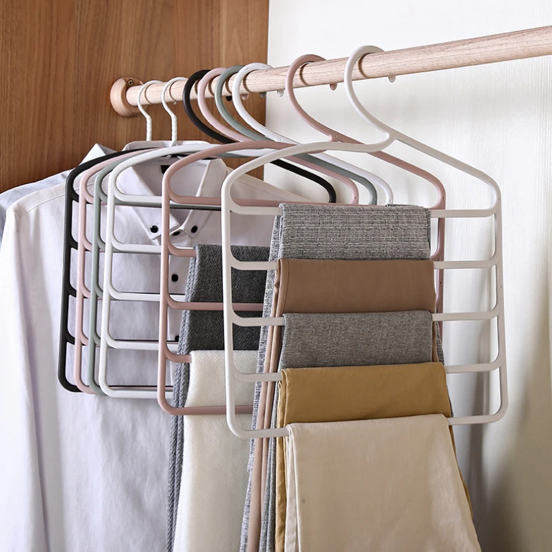 

Multifunctional Household Plastic Pants Rack 5 Layers Hanger Clothes Storage Rack Wardrobe Pants Holders Silk Scarf Tie Hanger