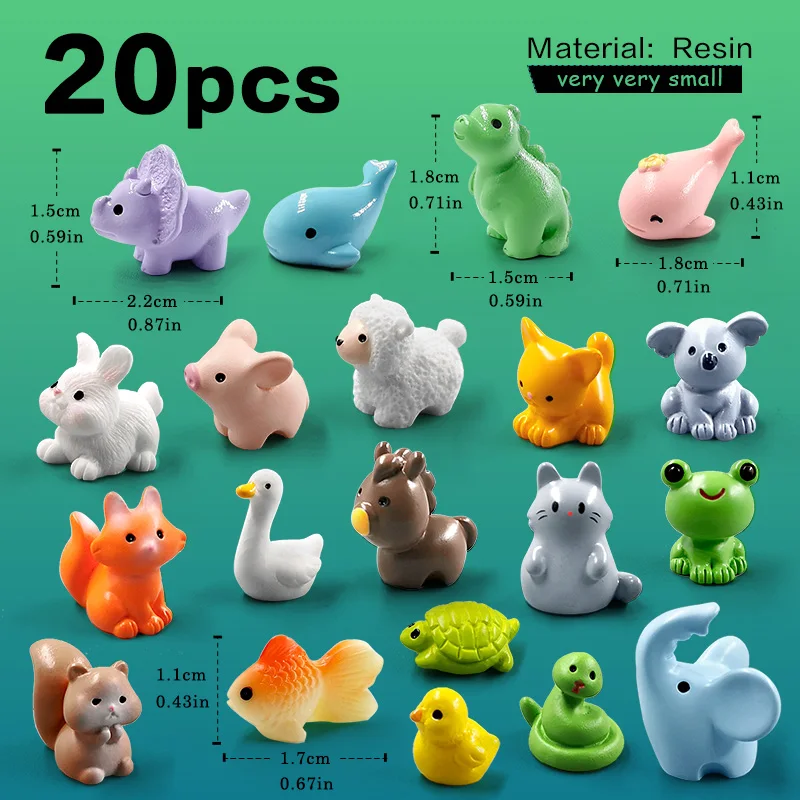 

Мини-фигурки животных из смолы, набор из 20 штук