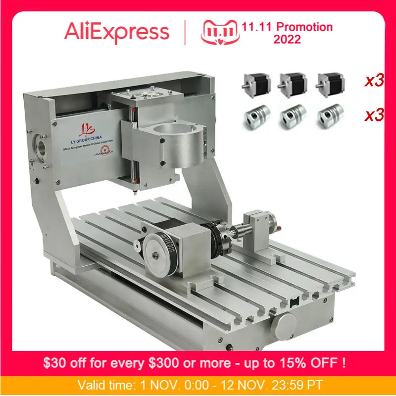 

DIY cnc 3020 frame 3axis 4axis for cnc engraving milling machine ball screw limit switches with Nema23 stepper motors couplings
