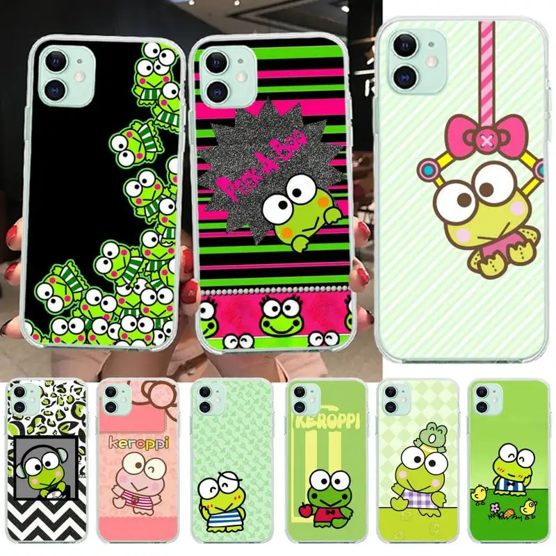 

Kawaii KEROKERO KEROPPI Phone Case For iphone 13 12 11 Pro Max Mini XS Max 8 7 Plus X SE 2020 XR Silicone Soft Cover