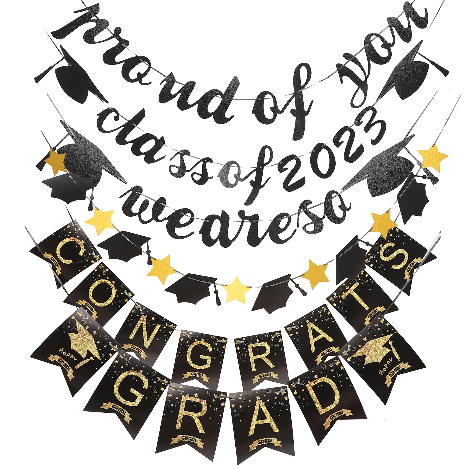

4 Sets Graduation Paper Pull Flag Hanging Wall Decorations Gifts Grads Party Banner Photo Decors The Congrats Yard