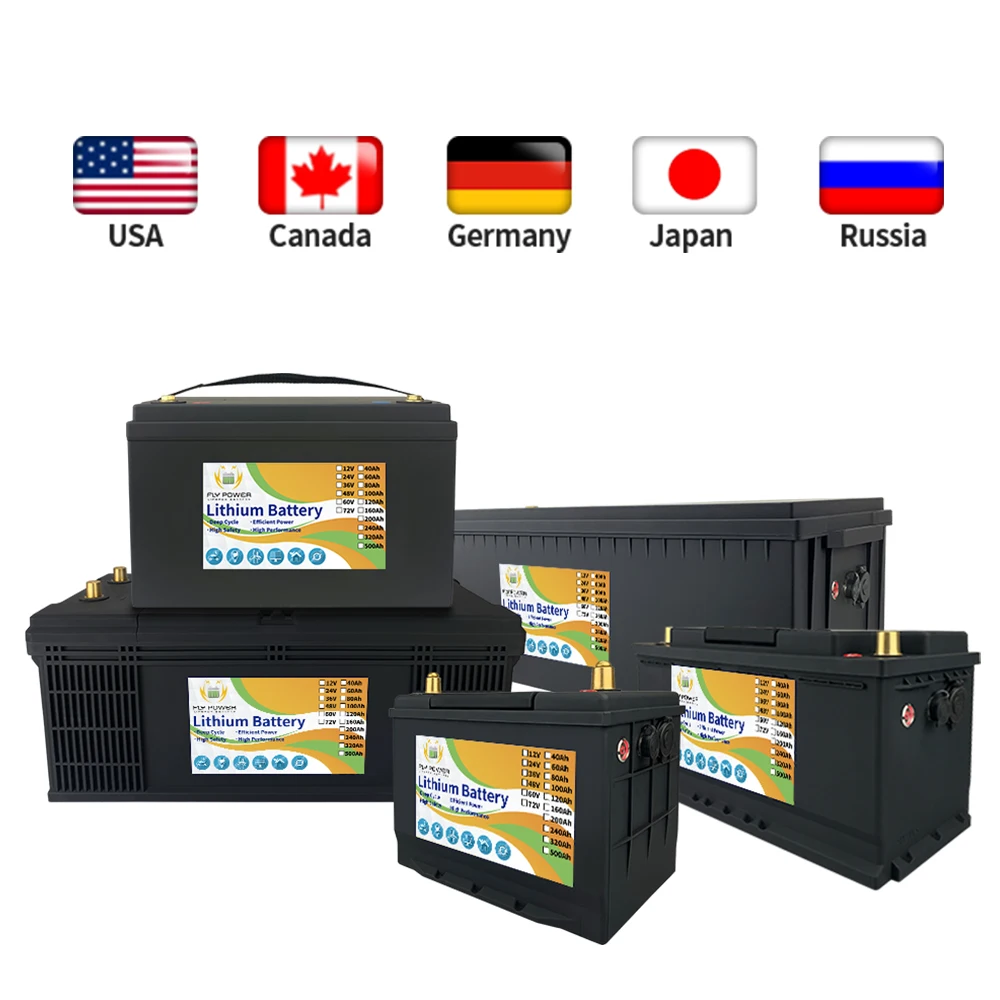 USA/Canada/Europe Stock LiFePO4 Battery 12V 100Ah 200Ah Energy Storage Built-in BMS Deep Cycles Lithium Iron For Golf Cart Boat