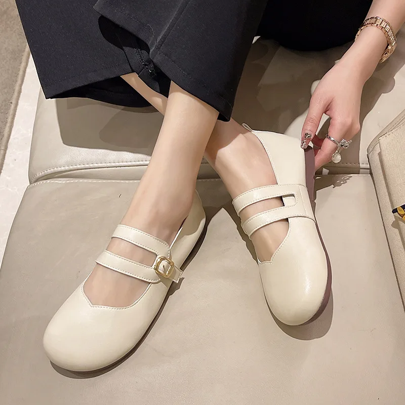 

Туфли Мэри Джейн женские, мягкая кожа, плоская подошва, маленькие, летняя обувь для ленивых мужчин