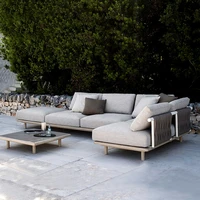 high quality rattan outdoor sofa wicker solid wood l shaped sofa villa garden courtyard furniture combination