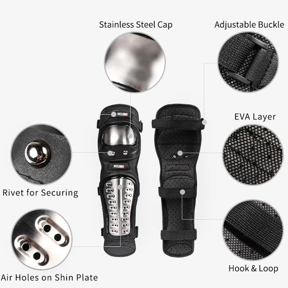 WOSAWE мотоциклетные наколенники для взрослых из нержавеющей стали мотогоночное