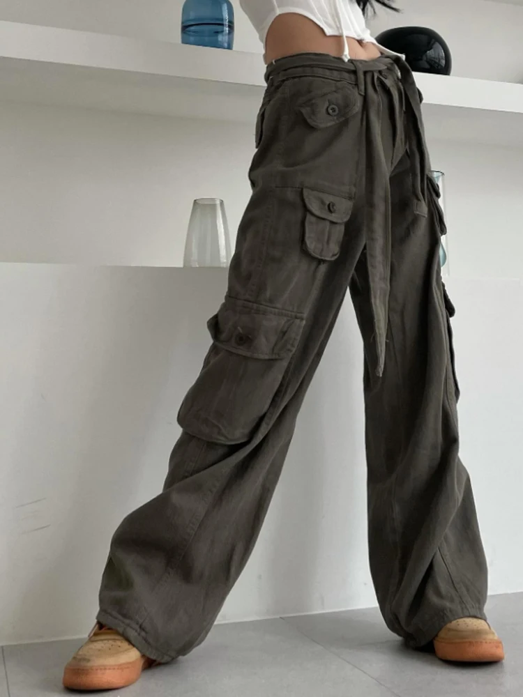 

Японские корейские модные мешковатые брюки в стиле Харадзюку, свободные штаны из сказочного материала в стиле 90-х, эстетичные брюки с низко...