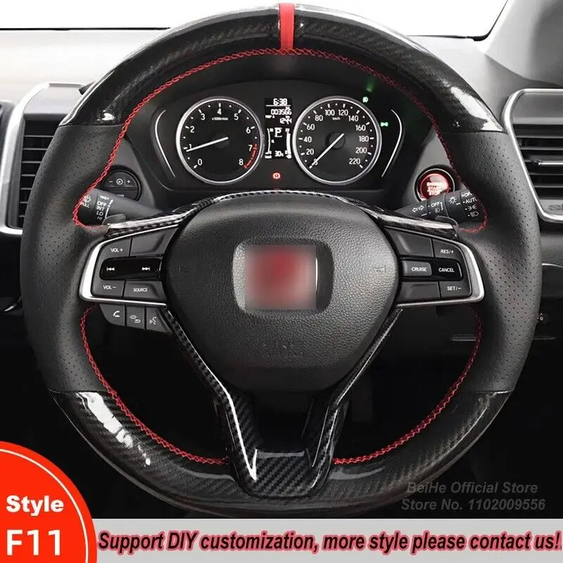 

DIY Hand-Stitched For Honda Accord 10 / Insight Steering Wheel Cover Car Black Leather Stitch Wrap Interior Accessories