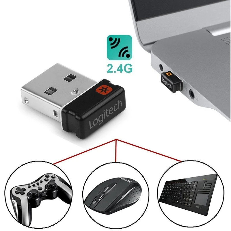 Беспроводной приемник-ключ объединяющий USB-адаптер для мыши клавиатуры