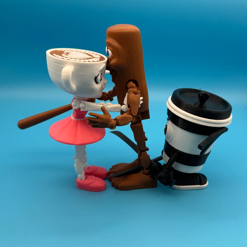 Фото Новинка, шарнирная фигурка Tungtung Sahur, 3D-печать, деревянная палочка, фигурка человека, настольная подвижная рука, коллекционная фигурка №3