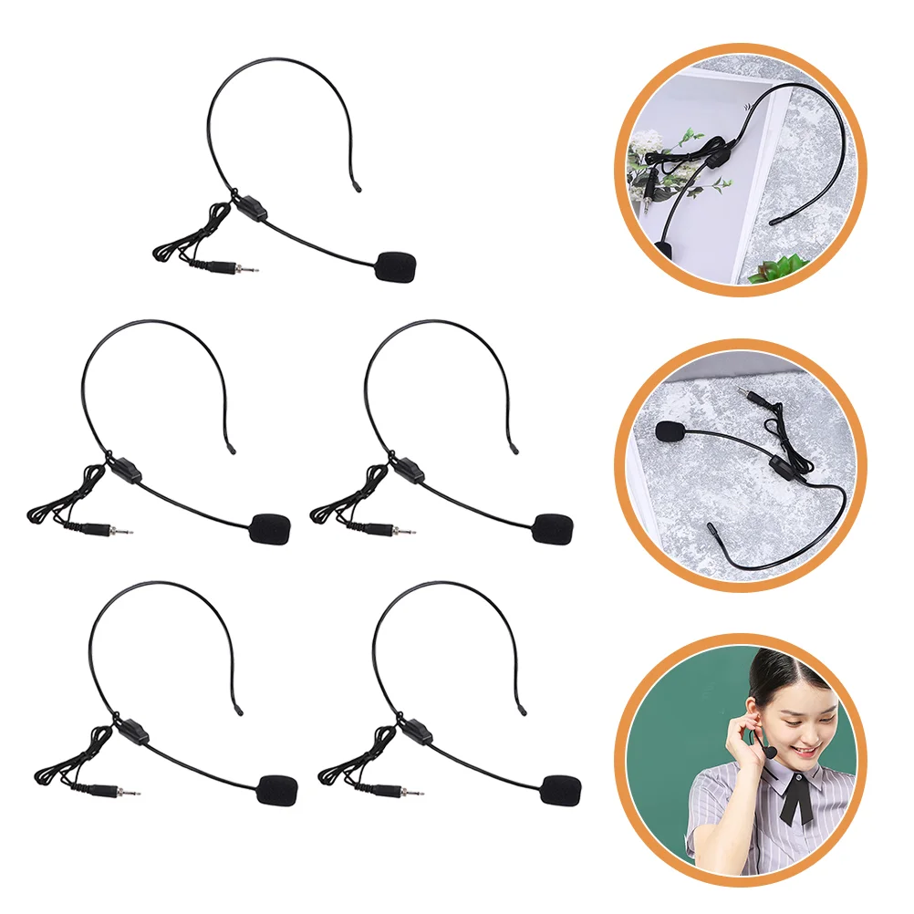 

5Pcs Wired Microphone Headset Presentation Voice Amplifier Flexible Stage Speaker