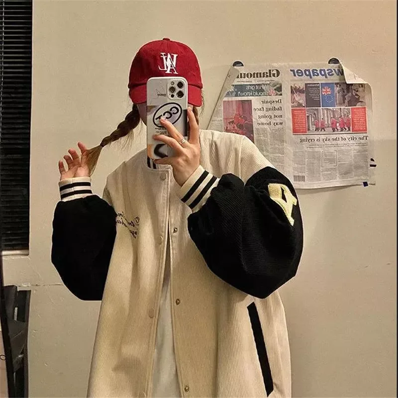 

Новинка 2022, комбинированные бейсбольные куртки, повседневные женские топы, женские топы, парные кардиганы, уличная одежда унисекс, комбинир...