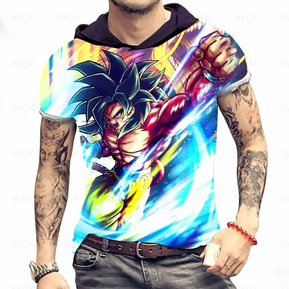 

Men's Hooded T-shirt Harajuku Style Goku Dragon Ball Z 2024 Trapstars Z Tops Anime T-shirts Trend Man Fashion High Quality New