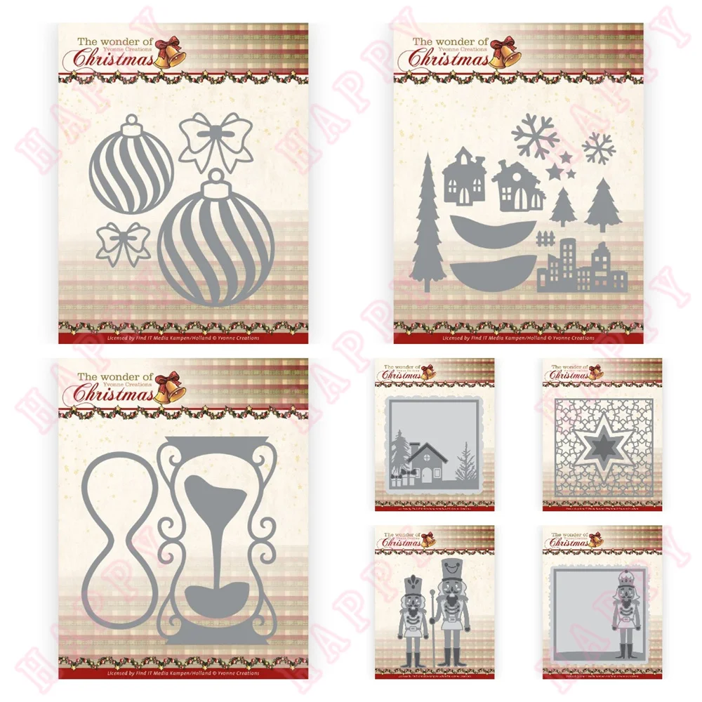 

New Metal Cutting Dies Christmas Nutcracker House Sand Glass Scrapbook Diary Decoration Embossing Template DIY Paper Craft Mould
