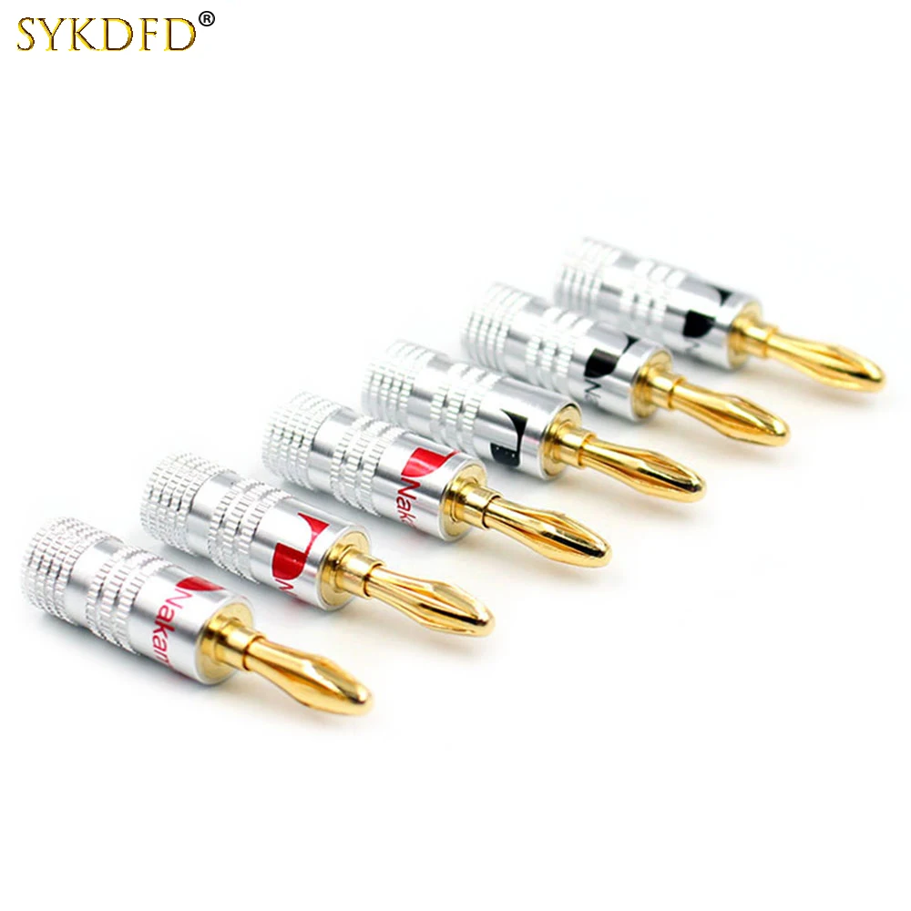

6pcs/3pair Nakamichi BANANA PLUGS 24K Gold-plated 4MM Banana Connector with Screw Lock For Audio Jack Speaker Plugs Black&Red