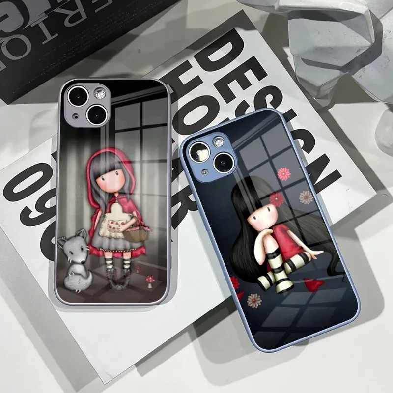 

Милый чехол для телефона S-Санторо-gorju-e Girl для IPhone 14Pro 13 11 12 XR XS MAX 7/8 X Plus, 13 цветов, закаленное стекло, крутая пара