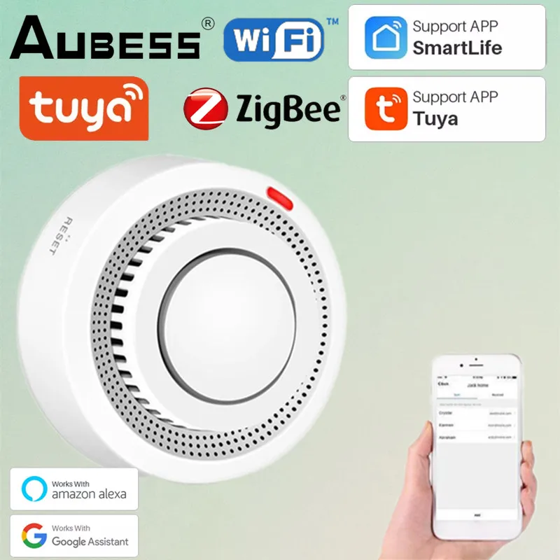 

Датчик дыма Zigbee, Wi-Fi детектор дыма с сигнализацией, для домашней системы безопасности