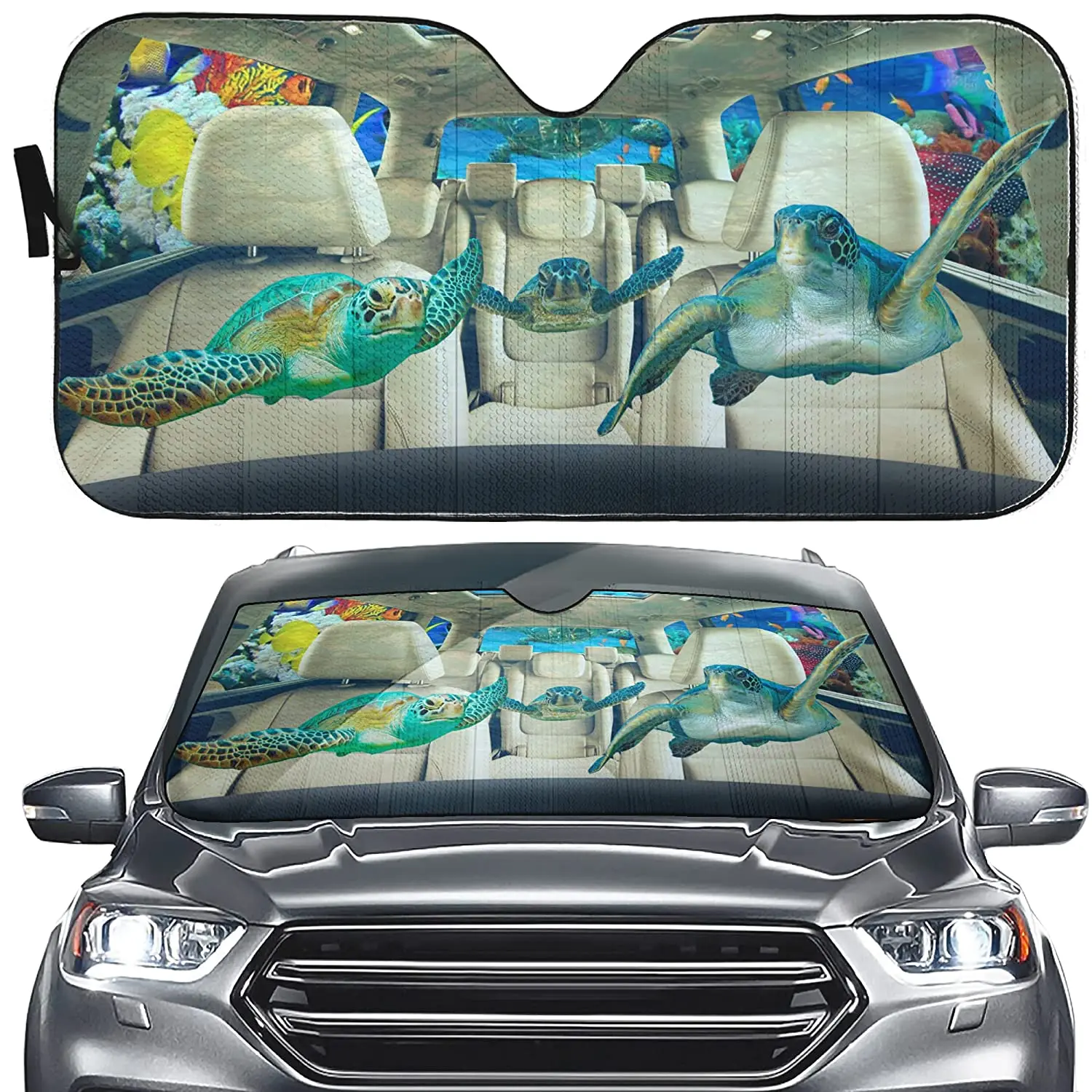 

Sea Turtle Swimming Windshield Window Sunshade for Car, Block UV,Tortoise Driving Auto Front Window Sun Shade Cover,Outdoor Prot