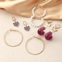 geometric acrylic round hoop earrings set for women resin butterfly earrings 2022 jewelry trendy accessories gifts