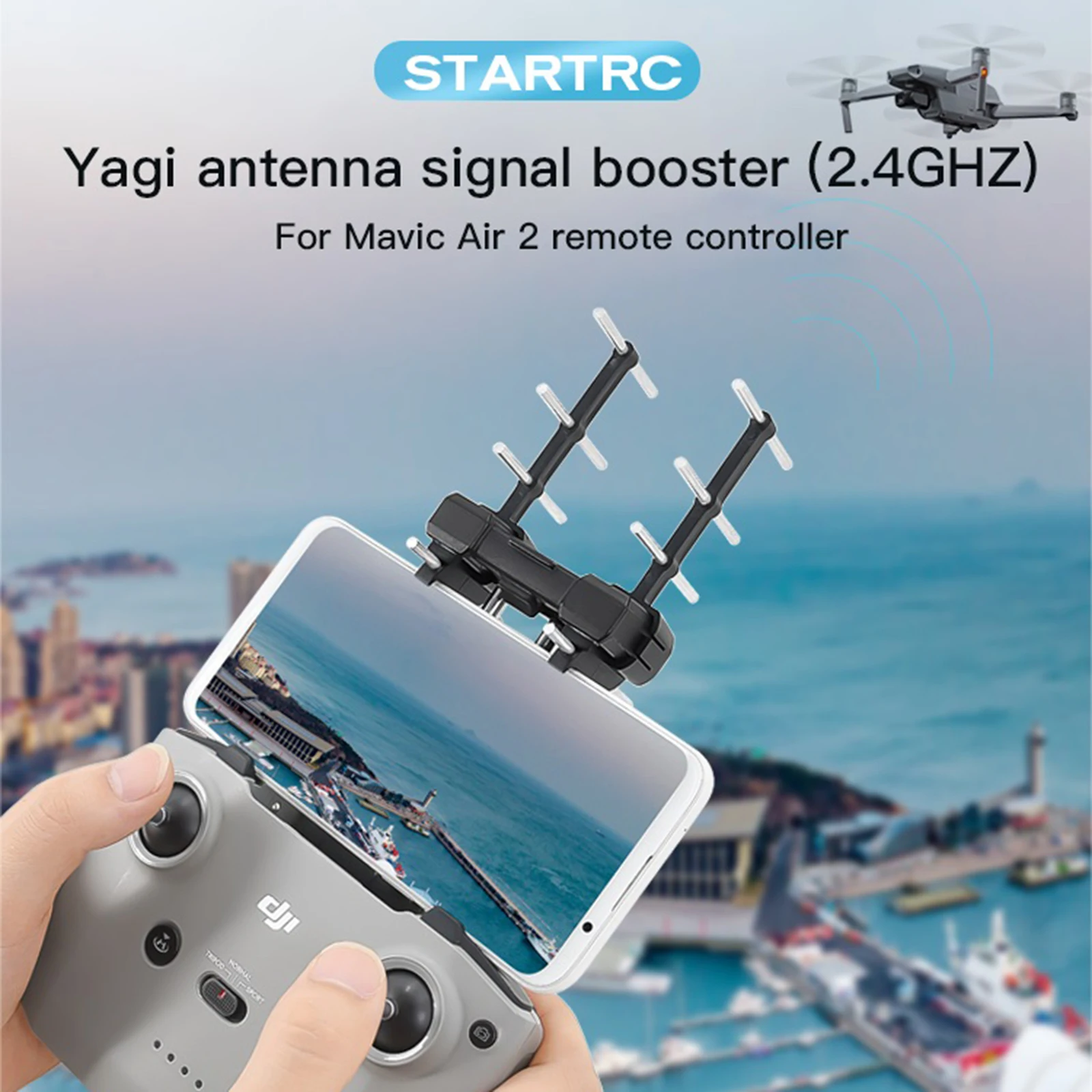 

STARTRC 2pcs Yagi Antenna Signal Booster Amplifier for DJI Mini 3Pro/Mavic Air 2/2S Remote Control 2.4GHz Signal Range Extender