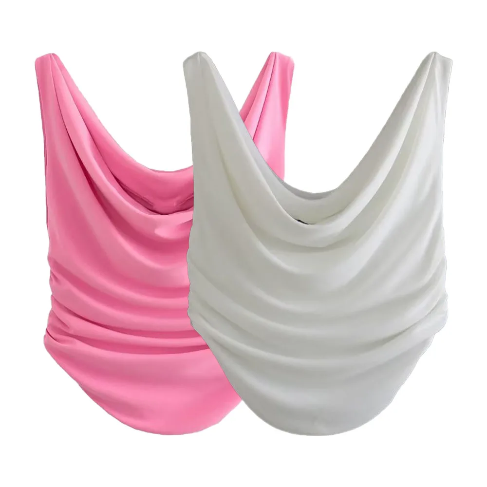 

Summer new fashion women's vintage sweet versatile sleeveless pleated collar knit fabric asymmetric hem vest