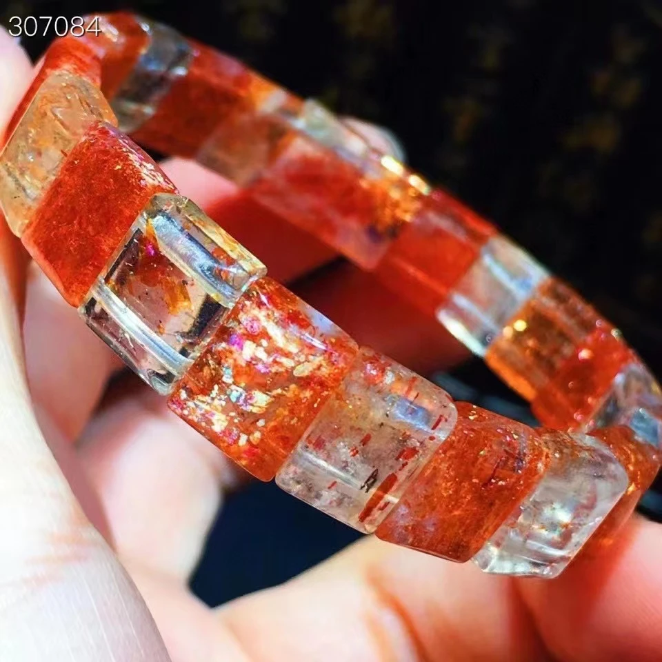 

Natural Gold Sunstone Strawberry Quartz Red Beryl Bracelet 10x8x5mm Arusha Clear Rectangle Beads Women Bangle AAAAAA