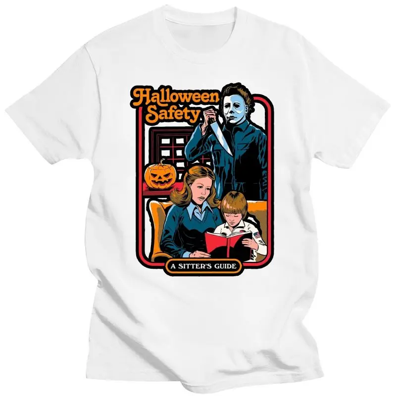 

Мужская одежда, забавная черная футболка с надписью «безопасность на Хэллоуин», Майкл Майерс, руководство сестры, футболка на заказ