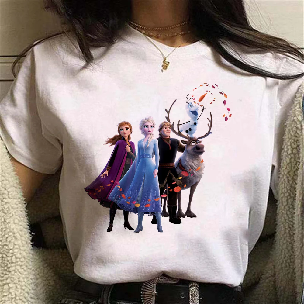 

Disney Women Tshirt Movie Graphic Fashion T-Shirts White Summer O-Neck Soft Female Clothes Cotton Short Sleeve Streetwear