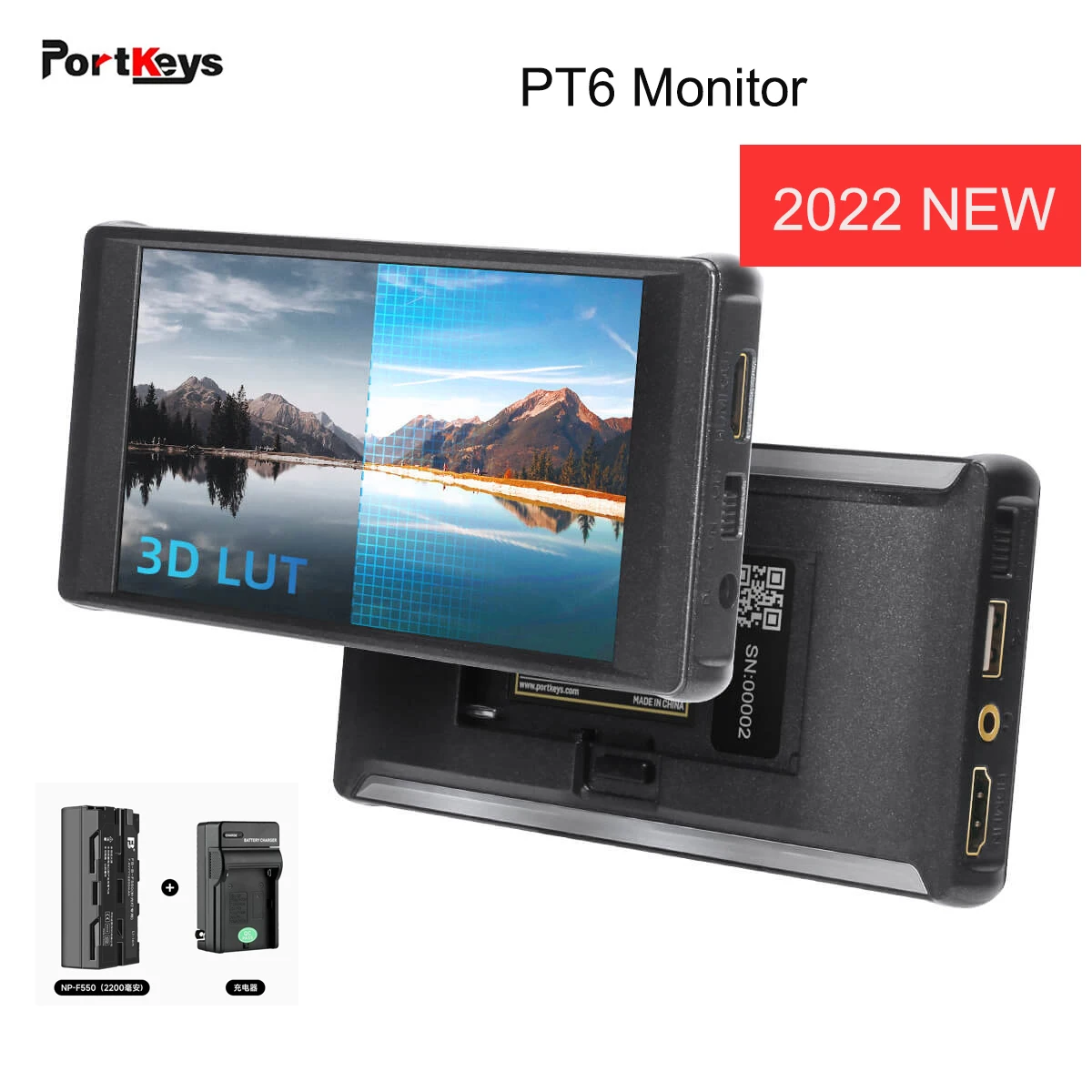 

Portkeys PT6 Monitor 5.2inch 600nit Portable Field Monitor 4K 30p 3D LUT Support 600nit for Camera DSLR for Live