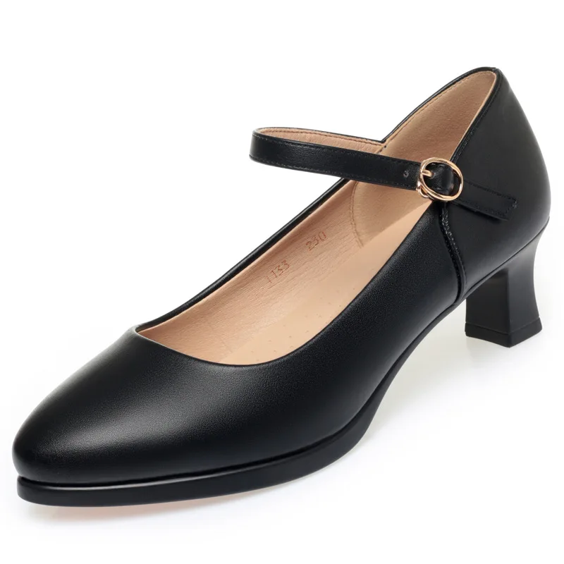 Рабочая обувь для стюардессы на каблуке 5 см женские черные мягкие удобные