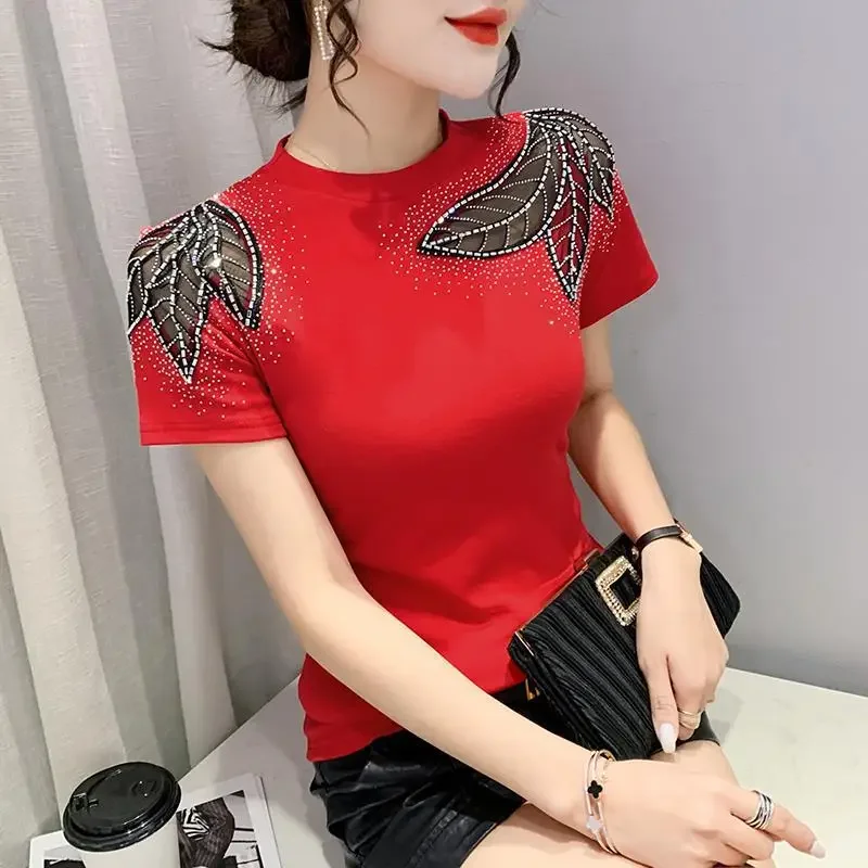 Новинка 2024 женская утягивающая футболка с короткими рукавами и круглым вырезом