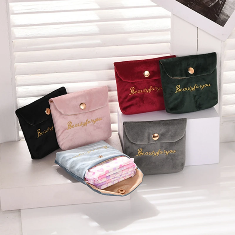 

Napkin Sanitary Bag Pouch Women Girl Cute Towel Lipstick Coin Purse Headphone Case Sanitary Credit Card Holder Bags