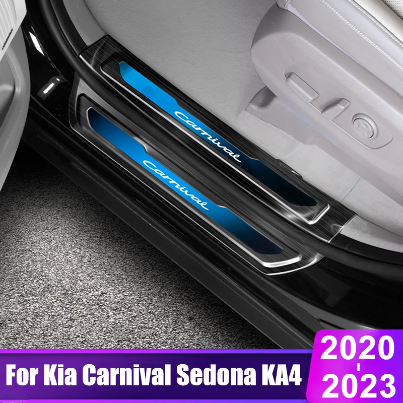 

For Kia Carnival Sedona KA4 2020 2021 2022 2023 Car Door Sill Threshold Scuff Cover Plate Pedal Trim Stainless Steel Accessories