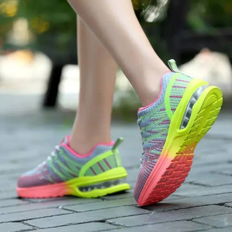Women Sneakers Sports Tennis Shoes Cushion Running Shoes Lace Up Breathable Leisure Outdoor Sneakers