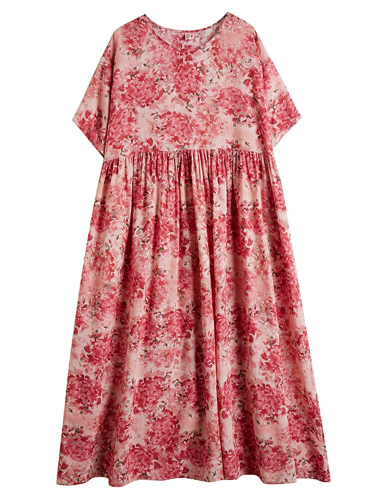 Женское винтажное Хлопковое платье с принтом повседневное Длинное свободное