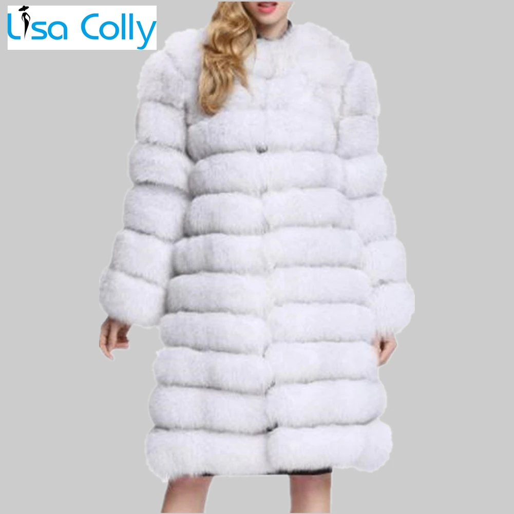 Women 90CM Luxury Super Long Faux Fur Coat Jacket Women Thick Winter Coat Outwear Fluffy Furs Jacket Coat Warm Parka Overcoat