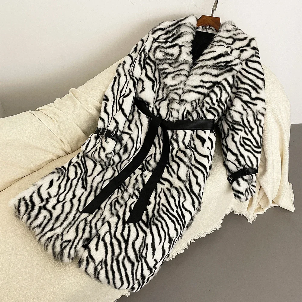 Женская Шуба Из Кроличьего Меха С Леопардовым Принтом Теплая Утолщенная