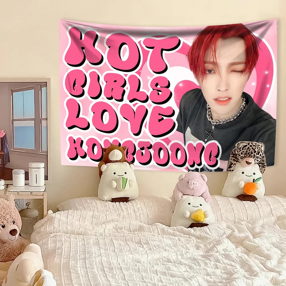 Гобелен с американским флагом Hongjoongs Kpop Boy Group Member домашний декор настенный фон для