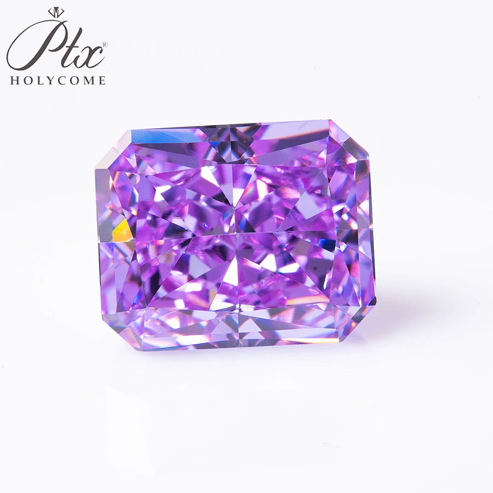 

Cubic Zirconia Stone Rose Purple Color Radiant Shape Brilliant Cut Loose CZ Synthetic Gems Beads For Jewelry 8x10mm AAAAA