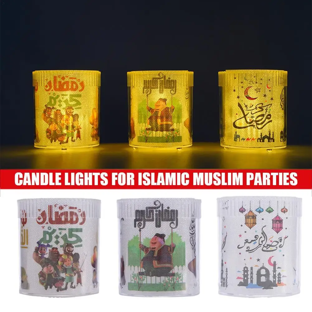 

Led Ramadan Kareem Ornament Eid Mubarak Lights Decorations 2023 Muslim Eid Al-Fitr Pray Party Candle Decortive light 6cm