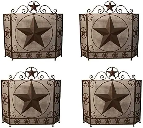 

Lone Star Ornate Brown Metal 3-Panel Decorative Fireplace Screen