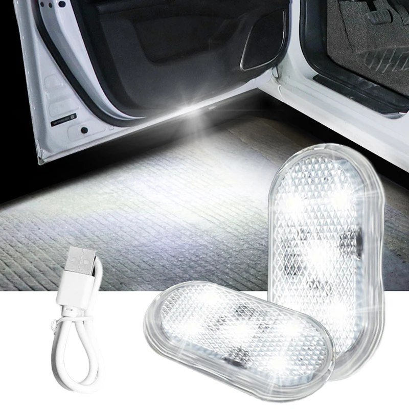 

Автомобильная открывающаяся дверная лампа USB-зарядка Автомобильная светодиодсветодиодный приветственная лампа безопасная сигнальная лам...